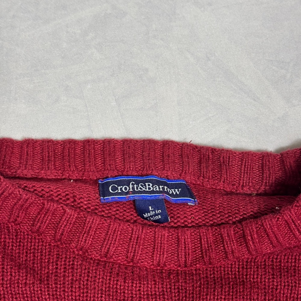Croft & Barrow Mens Pullover Sweater Maroon Red Knit Crew Neck Winterwear Size L - Picture 13 of 16
